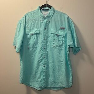 Columbia PFG Men’s Blue Bahama II Short Sleeve Omni Shade Button Shirt Sz L